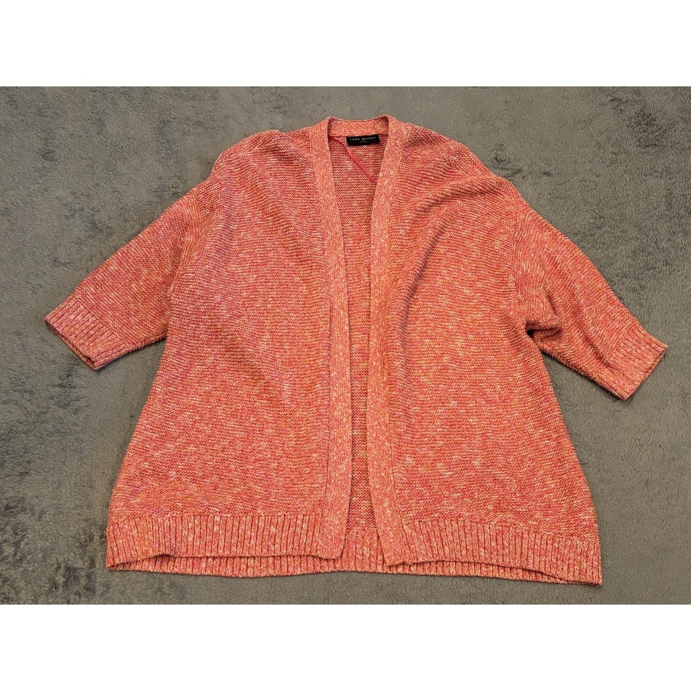 Lane Bryant Open Front Knit Cardigan Sweater Womens 26/28 Peach Orange L/S